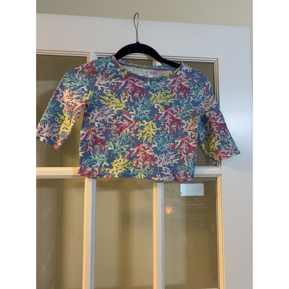 Crown and ivy kids colorful short sleeved coral shirt girls size 6x